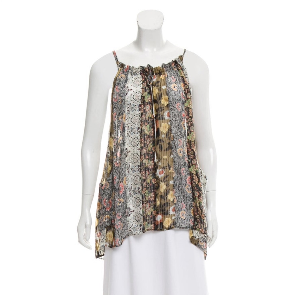 Isabel Marant patchwork silk chiffon top- sz 10